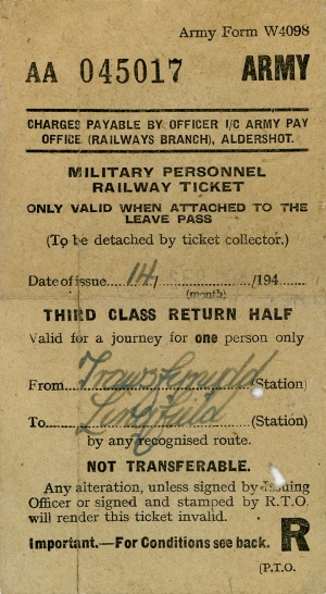 Military Personnel Rail Ticket