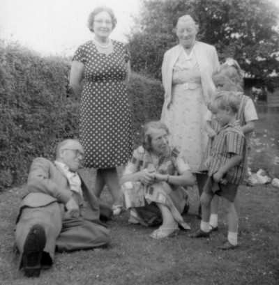 Uncle Albion and Edie, with Mabel, Aunty Annie, Colin and Serena