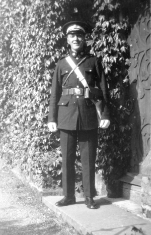 My grandad Percival JamesWhite at the front door in St John uniform.