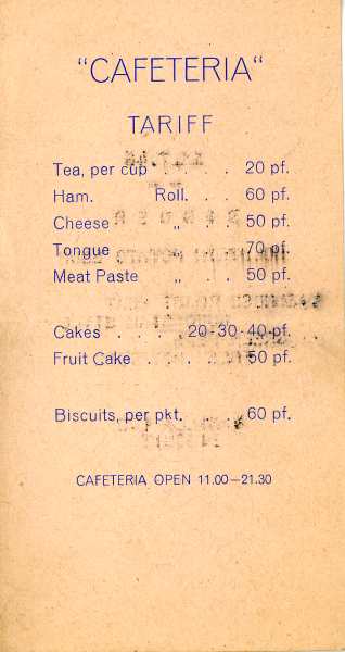 Cafeteria Price list 